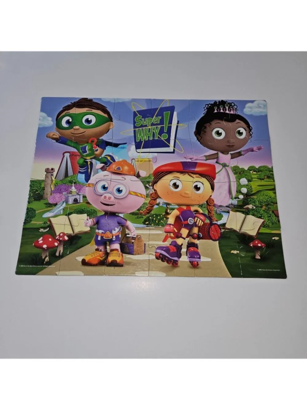VTG Super Why! Jigsaw Puzzle 24 Pieces PBS Kids Whyatt Princess Pea Red Pig READ